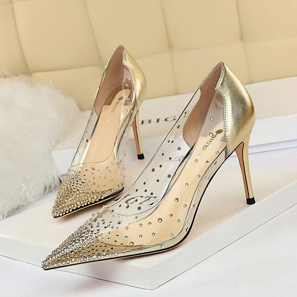 7818-1 Korean-style Fashionable Sexy Nightclub High-heeled Shoes With Thin Heels, Shallow Cut, Pointed Toe, Transparent_vogvips.com