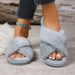 2025 Autumn New Cross-Strap Flat Cotton Slippers For Women, Large Size Casual Indoor Furry Slippers_vogvips.com