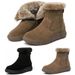 Womens Winter Snow Boots Ankle Fur Warm Shoes Lined Ladies Round Toe Side Zip Flat Warm Shoes_vogvips.com
