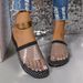 Large Size Fishing Net Socks Slippers For Women 2025 Summer New Style Rhinestone Flat Sandals Shoes_vogvips.com