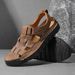 Sandals Trendy Outdoor Sports Genuine Leather Closed Toe Business Casual 2024 New Summer Breathable Men's Beach Shoes_vogvips.com