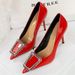 BIGTREE Nude Pumps Patent Leather High Ladies Metal Rhinestone Luxury Stilettos Heels Party Shoes Women_vogvips.com