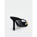 Summer New Arrival Women's Black Suede One Strap High Heel Sandals Rivet Embellished Backless Slip On Shoes_vogvips.com