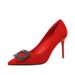 Women's Elegant Pointed Toe Stiletto Heels - Rhinestone & Buckle Straps, Soft Suede & PU Comfort, High Heel Dress Shoes For Parties_vogvips.com