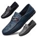 Embossed Crocodile Pattern Beanie Shoes Large Size Round Head Driving Shoes Casual Shoes Lazy Men's Shoes_vogvips.com