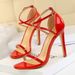 126-7 European And American Style Fashion Party Women's Shoes Ultra High Heel Stiletto Open Toe Patent Leather Cross_vogvips.com