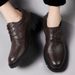 Embossed Grid Casual Men's Shoes Large Size Lace-up First Layer Thick Sole Heightening Men's Leather Shoes_vogvips.com