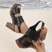 New Fashion Fish Mouth Rivet Thick Heel High Heel Wood Grain Women Strap Sandals_vogvips.com