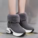 Women's Snow 2023 Winter New Korean Style Furry Short With Fleece Lining, Warm And Height-Increasing Cotton Boots For_vogvips.com