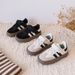 Kids' Classic PU Sneakers – Low-Top Casual Shoes For Girls (Black & Beige, Sizes 22-30, Soft Rubber Sole)_vogvips.com