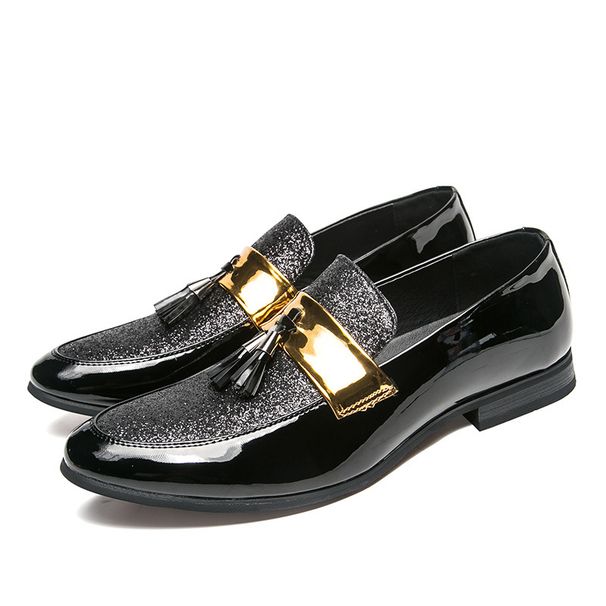 Spring New European And American Slip-On Pointed Toe Leather Large Size Nightclub Hairstylist Trendy Men's Shoes_vogvips.com