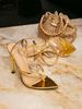 Gold High Heel Women's Shoes Stilettos Fashionable Party Evening Gathering Pointed Buckled Split Toe Women's High Heel Sandals_vogvips.com