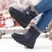 Snow Outdoor Rabbit Fur Plush Wide Velcro Mid-Calf Shoes Waterproof Women's Cotton Boots EU Size 45_vogvips.com