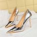 High Heels Thin Heel Shallow Mouth Metal Pointed Burst Pattern Women's Shoes High Heel Single Shoes_vogvips.com