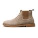 Men's Genuine Leather Chelsea Boots - Round Toe Slip-On Work Boots With Anti-Slip TPR Sole For Casual & Outdoor Wear (Available In Brown & Khaki)_vogvips.com