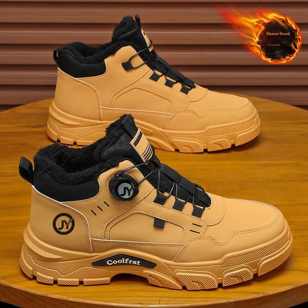 Winter Fleece-Lined High-Top Martin Trendy Versatile Work Men's Thick-Soled Thickened Warm Cotton Shoes Short Boots_vogvips.com