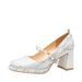 Women's Shoes Champagne Bridal Shoes Square Toe Mary Jane Pumps With Chunky Heel Platform Comfortable Dress Shoes For Wedding & Special Occasions_vogvips.com