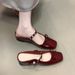 Hidden Wedge Bowknot Closed-Toe Mules For Women Sweet Style Shallow Mouth Rhinestone Strap Mary Jane Shoes_vogvips.com