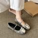 Trendy Bowknot Shallow Ballet Flats For Women, 2025 Spring New French Style Flat Mary Jane Retro Leather Shoes_vogvips.com