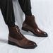 European Warm Series Men's British Style Mid-High Top Leather Shoes Brogue Business Casual Ankle Fashion Pointed Toe Work Martin Boots_vogvips.com
