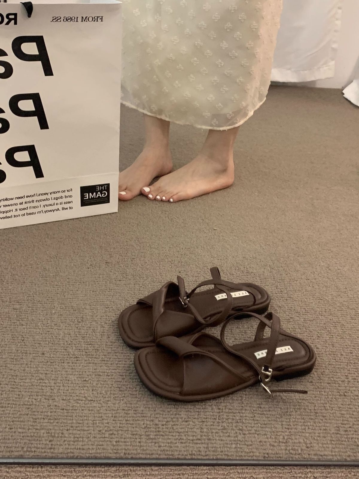 French-style Vintage Flat Sandals For Women, 2025 Summer New Fairy-style To Match Skirts, Roman-style One-strap Beach_vogvips.com