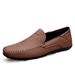 Euro Step 2025 New Trend British Style Large Size Casual Men's Slip-On Solid Color Shoes_vogvips.com