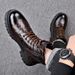 European Warm Series Men's Martin Winter Fleece Lined Warm Thickened Wool Cotton Brown High-top Leather Shoes Workwear Motorcycle Boots_vogvips.com