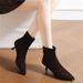 In Stock: 2025 Winter New Style Plush Boots, Pointed Toe, Thin Heel, Slimming Elastic Boots, Sock Boots, Short Boots, Cotton Shoes_vogvips.com