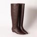 Cowhide Version~-Inner Height Increase Black Genuine Leather Long For Women, Over-the-Knee Style, Small Square Toe, Flat_vogvips.com