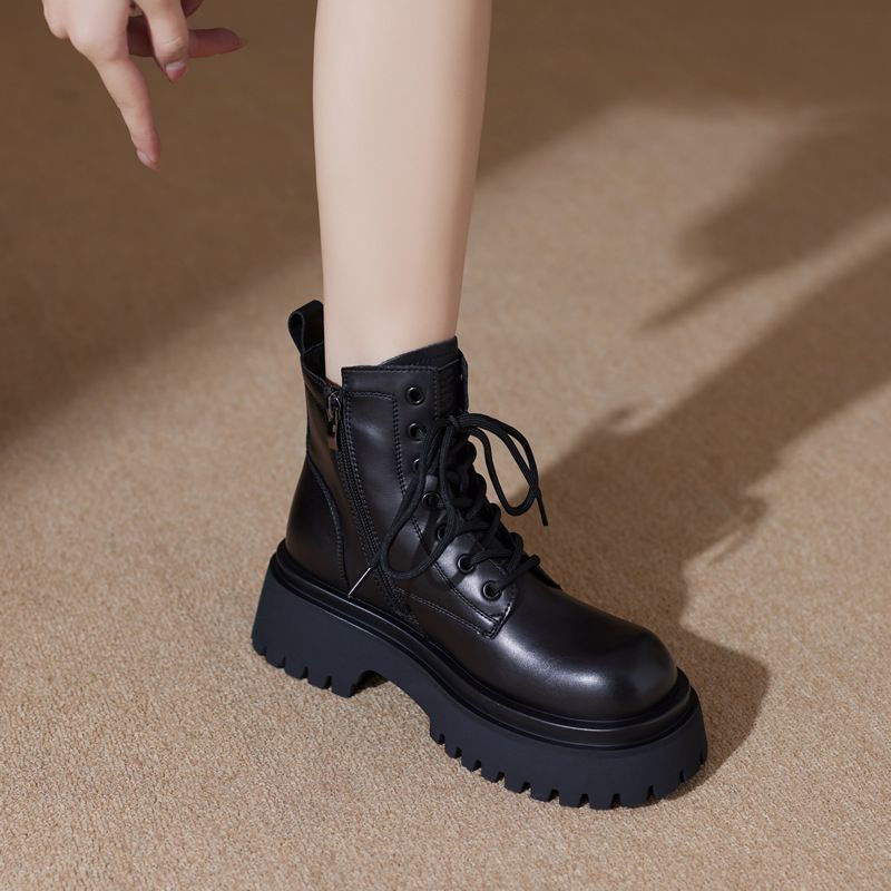 Women's Shoes Height Increasing Martin Boots New Spring And Autumn Single Boots Elastic Slim Boots Brown Thick Soled Short Boots_vogvips.com