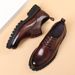 Business casual leather shoes round head increase shoes Leather soft soled formal men's shoes thick soled loafers_vogvips.com