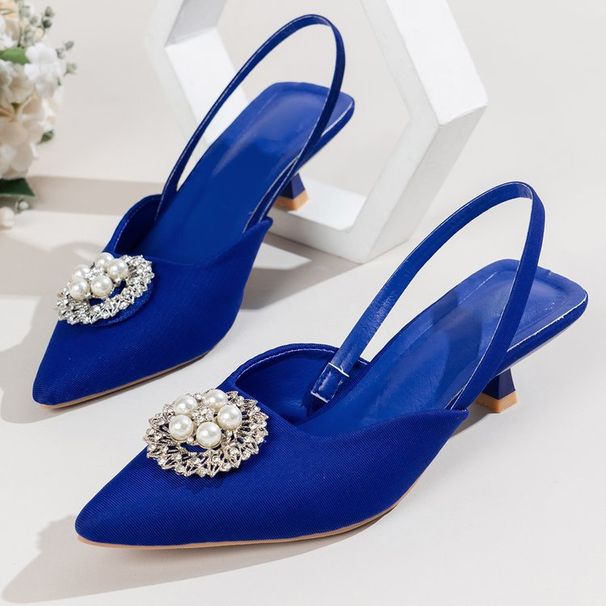 2022 Summer Foreign Trade Large Size Cross-Border European And American Retro Pointed Toe Women's Rhinestone High-Heel_vogvips.com