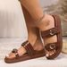 Plus Size Platform Beach Sandals For Women, Suitable For Outdoor Wear, Summer New Style Buckle Flip Flops_vogvips.com