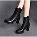 ShoeVault 2024 Autumn Winter New British Retro Back Zipper Chunky Heel Martin Slim Women's Short Boots_vogvips.com