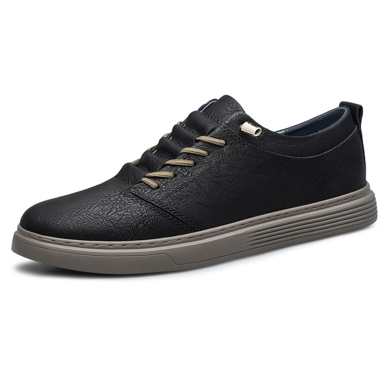 Men's Round Head Casual Board Shoes Two-layer Cowhide Comfortable And Breathable Work Men's Shoes_vogvips.com