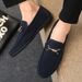 Spring And Summer Men's Low-Cut Beanie Versatile Casual Breathable Leather Black Work Shoes, Slip-Ons_vogvips.com