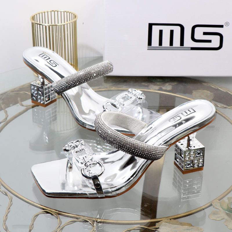 High Aesthetic Gold One Word Slipper 2024 Summer New Fashion Thick Irregular Metal High Heel External Wear Sandal_vogvips.com