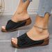 2025 Spring/Summer New Style Slope Heel Open Toe Outerwear Slippers For Women, Cool Drag, Large Size Women's Shoes_vogvips.com