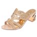 Women's With Rhinestones, Chunky Heels, Hollow-out Design, Open-toe Beach Sandals, Large Size High-heeled Sandals_vogvips.com