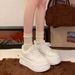 New Spring/autumn Thick-soled Lace-up Casual Shoes With Round Toes Fashionable Comfortable Trendy Breathable Walking_vogvips.com