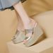 2025 Summer New Fish-Mouth Wedge , Fashionable High-Heeled Slippers Outdoor Wear, Large Size One-Strap Sandals For_vogvips.com