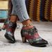 Women Ankle Boots Autumn Winter Short Boots Ethnic Fashion For Women Bohemian Style Lace Up Round Toe Chunky Heel Short Boots F Aux Leather_vogvips.com