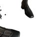 Mary Zhen 2025 Spring New French Style Black Straw Square Head Coarse Follow Up Shoes With Skirt_vogvips.com