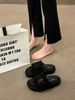 Shiny Small Rhinestone Velcro Thick Sole Slippers 2025 Fashion Outdoor Summer Beach One-Strap Sandals For Women_vogvips.com