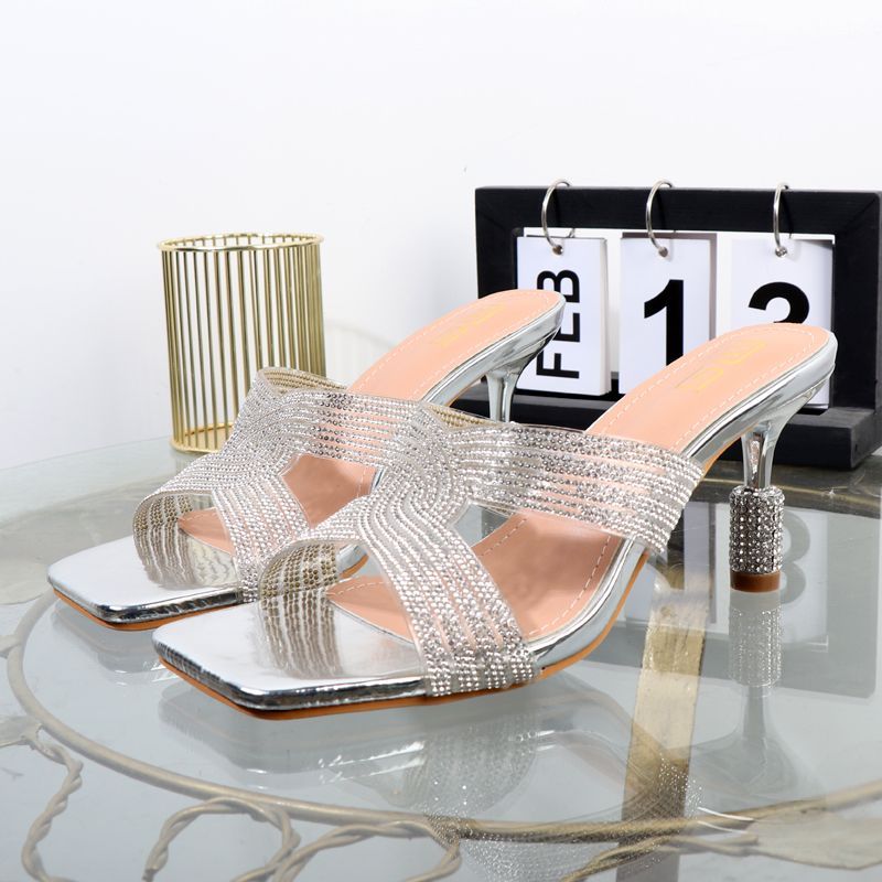 2024 Summer New Open Toe One Line Drag Water Diamond Transparent Adhesive Thin High Heel Slippers Fashion Outwear Sexy_vogvips.com