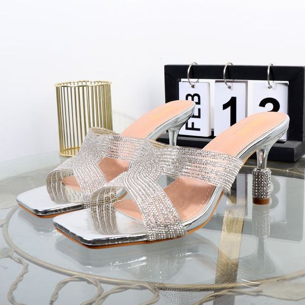 2024 Summer New Open Toe One Line Drag Water Diamond Transparent Adhesive Thin High Heel Slippers Fashion Outwear Sexy_vogvips.com