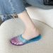 Summer New Crystal Closed-Toe Women, Fashionable Flat Sandals Outdoor Wear, Non-Slip Hollow Jelly Shoes For Home Use_vogvips.com