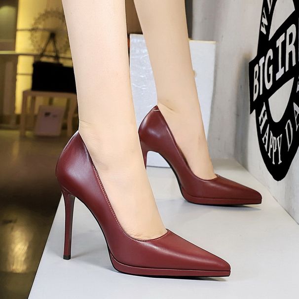 Thin Heel Super High Heel Waterproof Table Shallow Mouth Pointed Head Nightclub High Heels Single Shoes_vogvips.com
