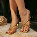Huizhou Gold Irregular Square Toe Slip-On Women's Shoes Fashion Party High Heel Sandals For Women_vogvips.com