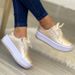 Women's Plus Size Casual Slip-On Shoes With Thick Platform Sole - Round Toe Breathable PU Loafers For Everyday Wear (White/Black/Gold/Rose Gold)_vogvips.com